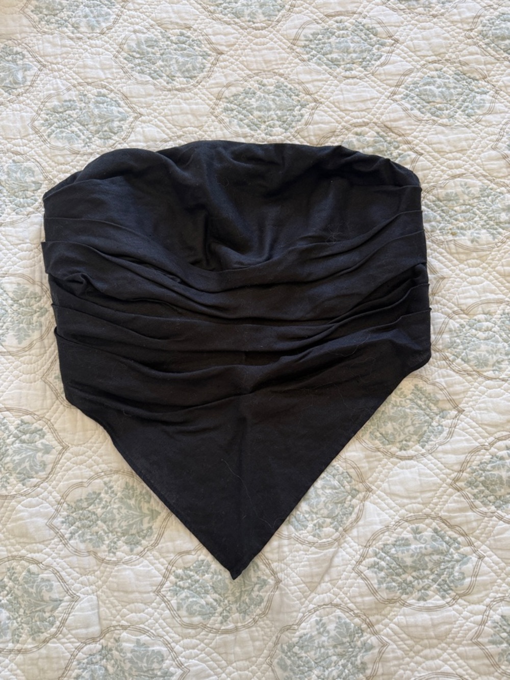 DISSH Black Strapless Top with Bandana Hem